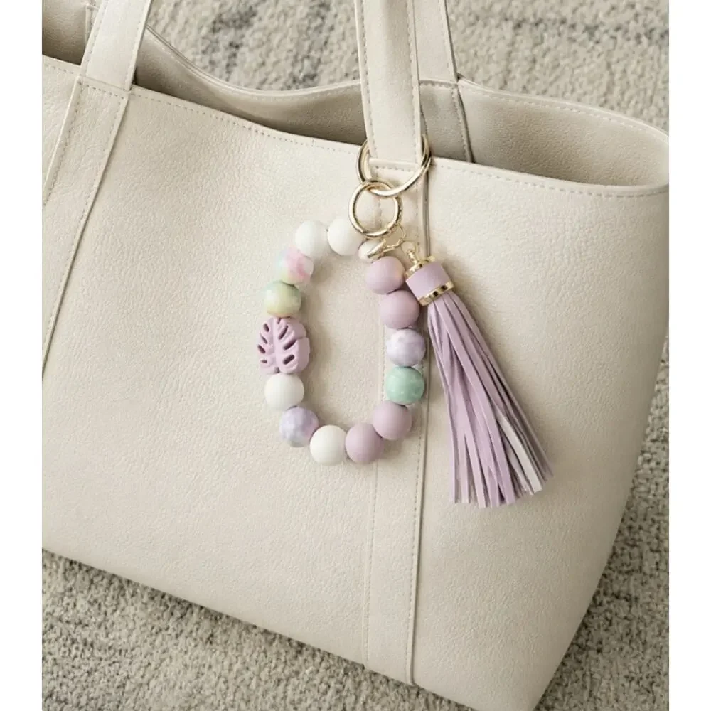 Silicone Pastel Beaded Wrist Bag Charm New